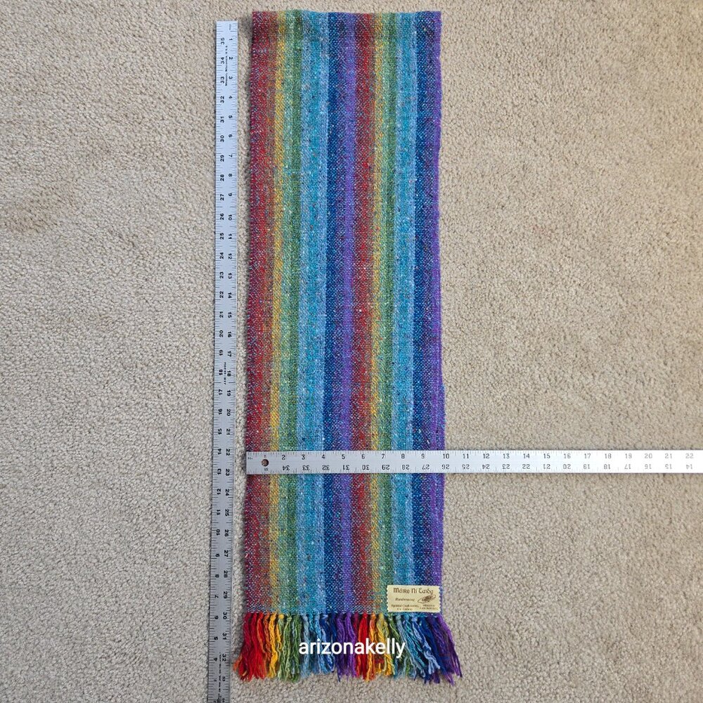 NWOT Handwoven Merino Wool Colorful Stripe Scarf Ireland - Picture 8 of 9